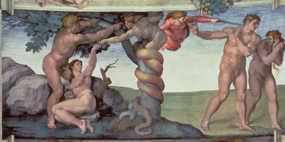 Sistine Chapel Ceiling (1508-12): The Fall of Man, 1510 (post restoration) by Michelangelo Buonarroti